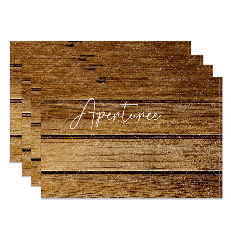 Aperturee - Brown Wood Color Fabric Dining Set Of 4 Placemats