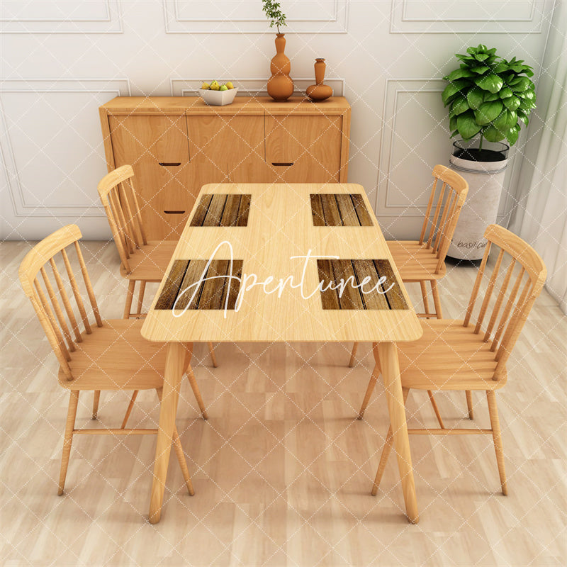 Aperturee - Brown Wood Color Fabric Dining Set Of 4 Placemats