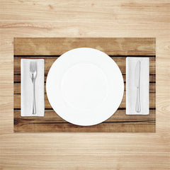 Aperturee - Brown Wood Plank Grain Dining Set Of 4 Placemats