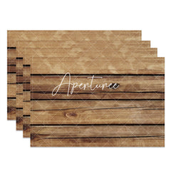 Aperturee - Brown Wood Plank Grain Dining Set Of 4 Placemats