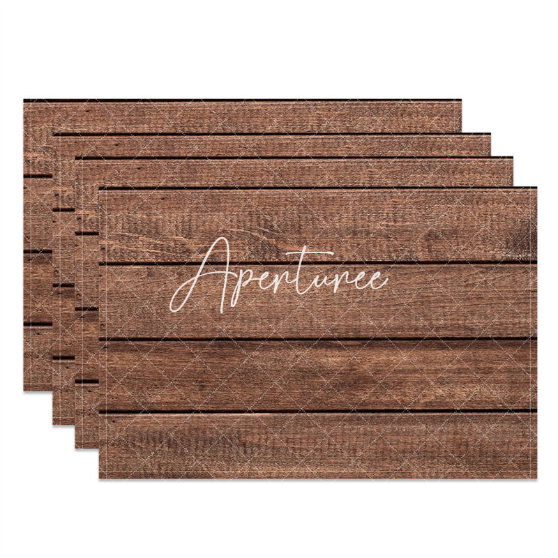 Aperturee - Brown Wood Plank Grain Texture Set Of 4 Placemats