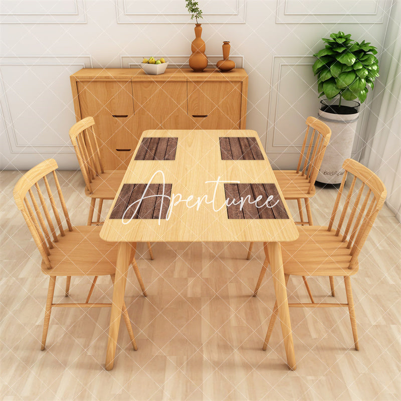 Aperturee - Brown Wood Plank Grain Texture Set Of 4 Placemats