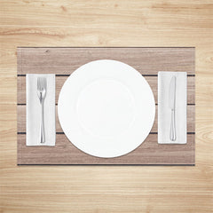 Aperturee - Brown Wood Texture Dining Fabric Set Of 4 Placemats