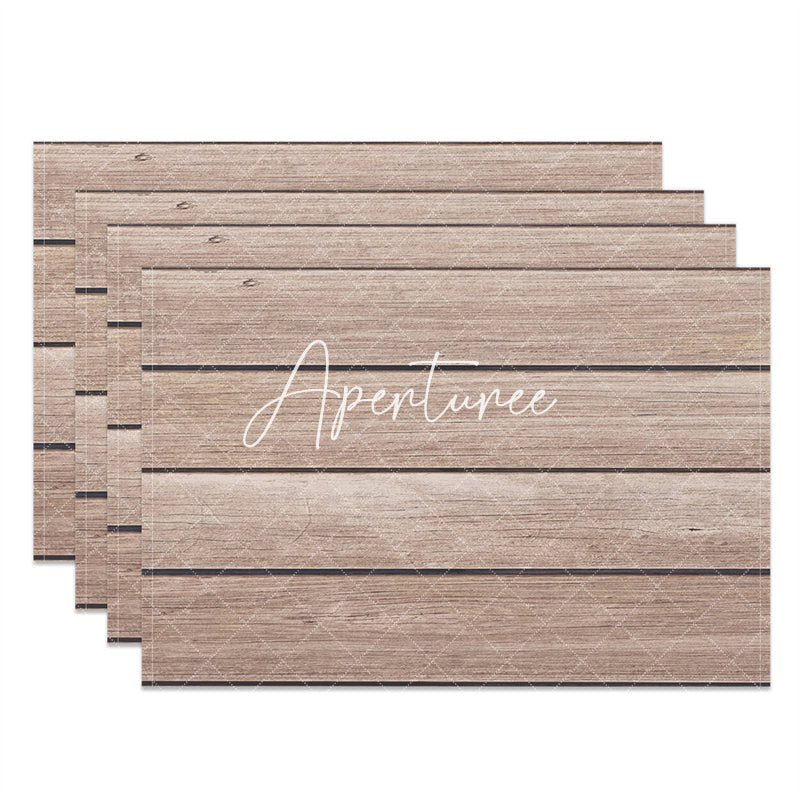 Aperturee - Brown Wood Texture Dining Fabric Set Of 4 Placemats