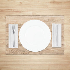 Aperturee - Brown Wood Texture Fabric Dining Set Of 4 Placemats