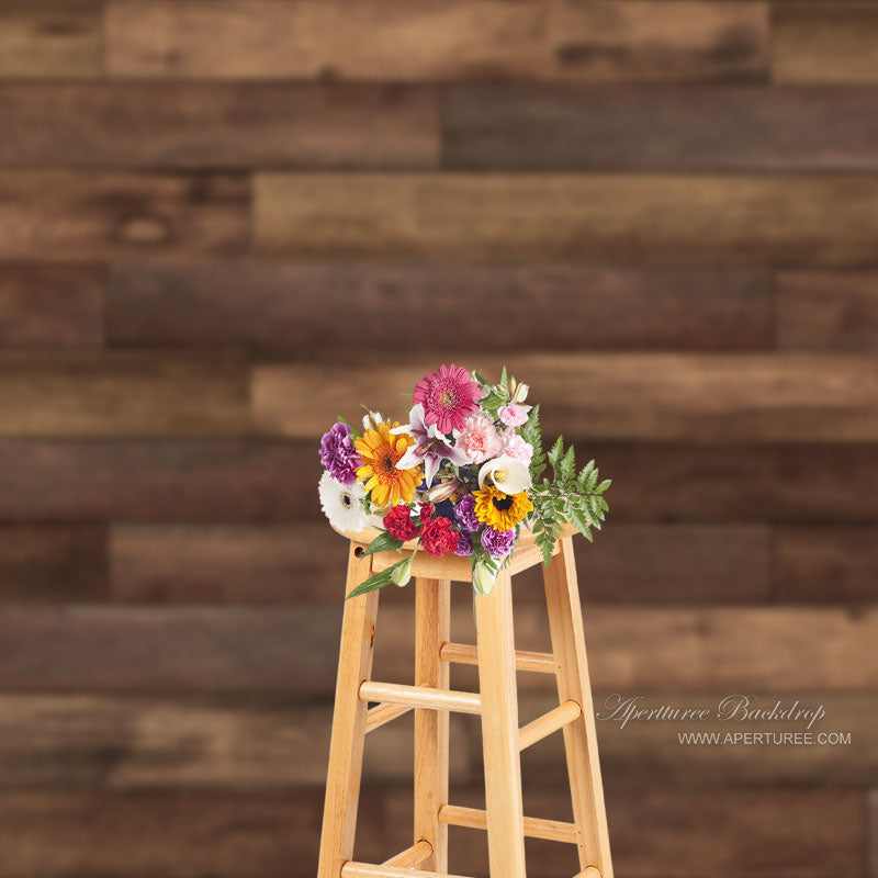 Aperturee - Brown Wood Texture Wall Floor Artistic Portrait Backdrop