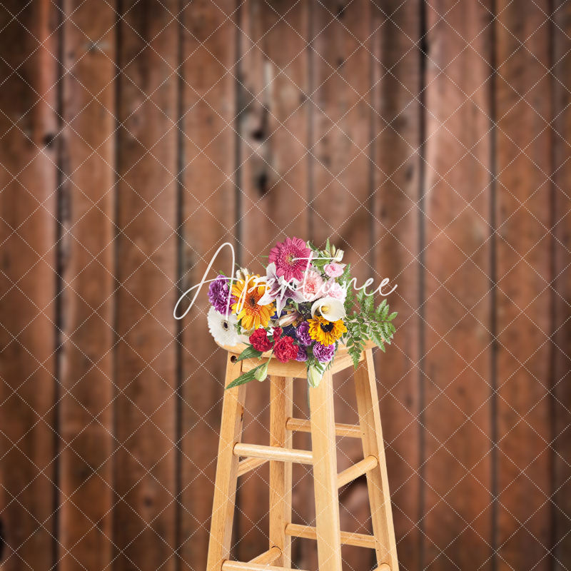 Aperturee - Brown Wooden Retro Wall Backdrop For Photo Booth