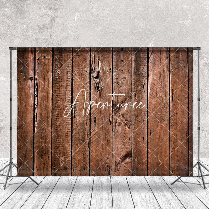 Aperturee - Brown Wooden Retro Wall Backdrop For Photo Booth