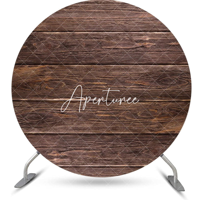 Aperturee - Brown Wooden Textured Floor Simple Circle Backdrop