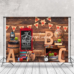 Aperturee - Brown Wooden Wall Back To School Cake Smash Backdrop