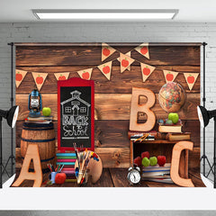 Aperturee - Brown Wooden Wall Back To School Cake Smash Backdrop