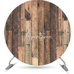 Aperturee - Brown Wooden Wall Hole Circle Backdrop For Birthday