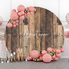 Aperturee - Brown Wooden Wall Hole Circle Backdrop For Birthday