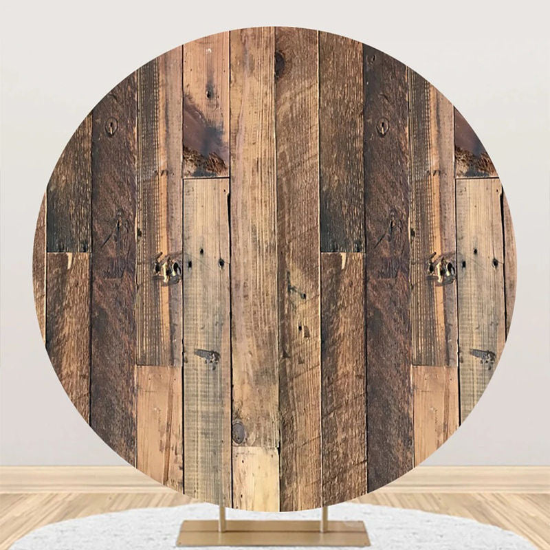 Aperturee - Brown Wooden Wall Hole Circle Backdrop For Birthday