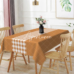 Aperturee - Brownish Yellow Gingham Kitchen Rectangle Tablecloth