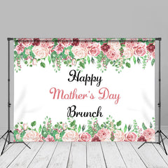 Aperturee - Brunch Pink Rose Green Leaves Happy Mothers Day Backdrop