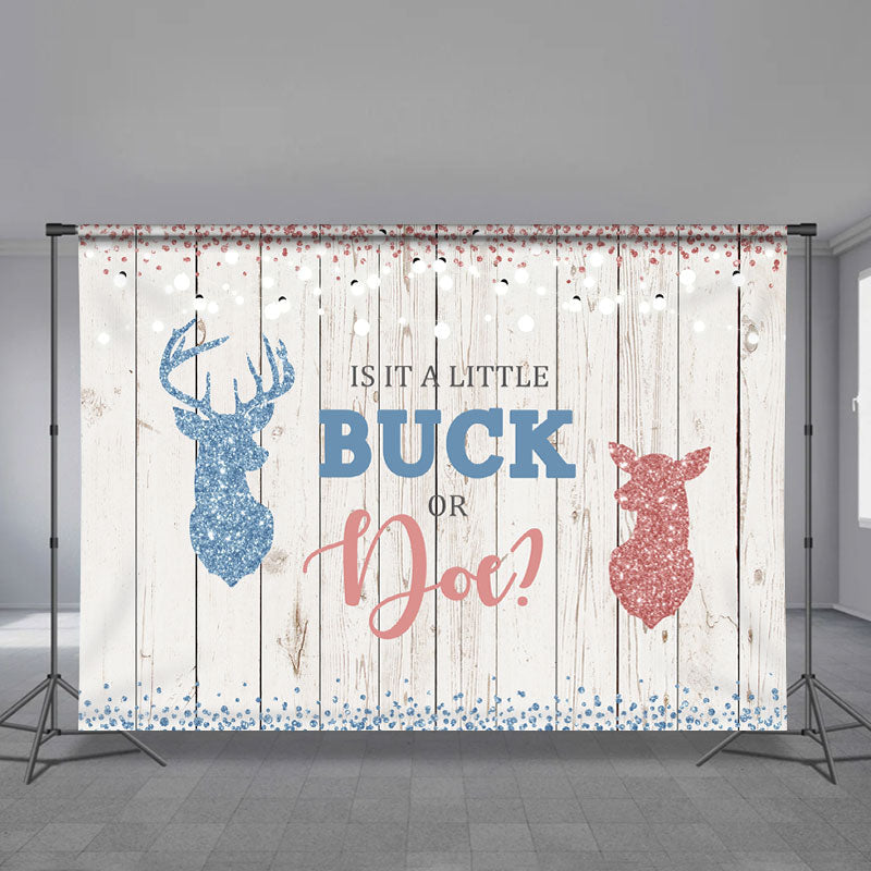 Aperturee - Buck Or Doe Glitter Wood Baby Shower Backdrop