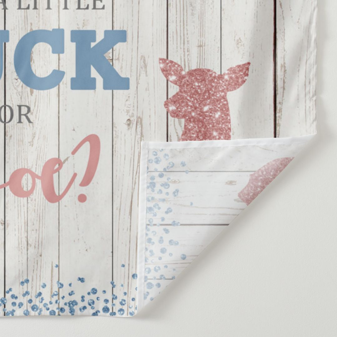 Aperturee - Buck Or Doe Glitter Wood Baby Shower Backdrop