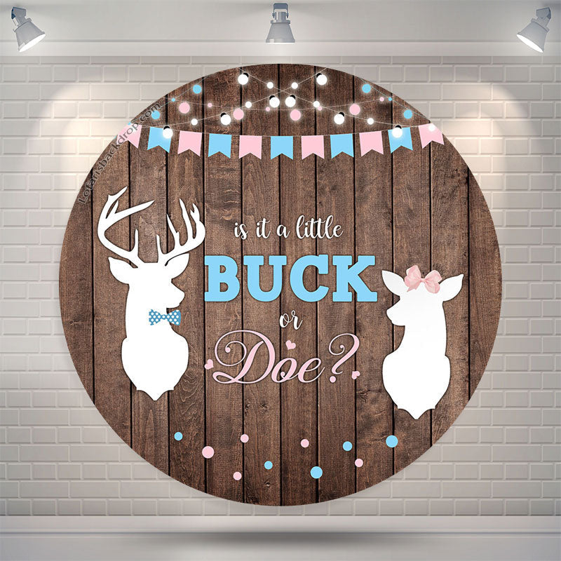 Aperturee Buck Or Doe Wooden Round Gender Reveal Backdrop