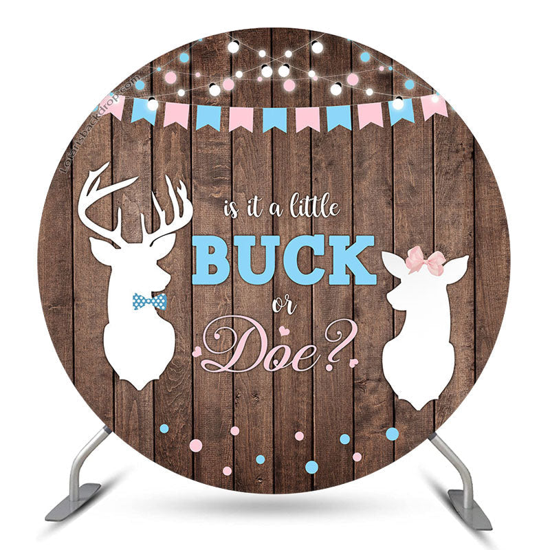 Aperturee Buck Or Doe Wooden Round Gender Reveal Backdrop