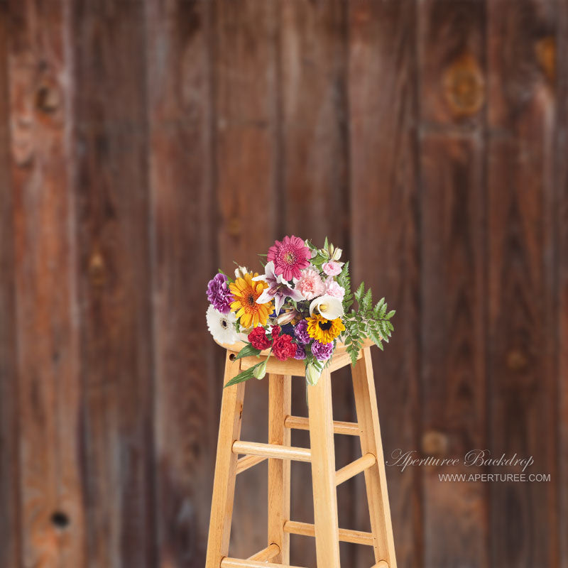 Aperturee - Bucolic Dark Brown Vertical Wood Photo Backdrop