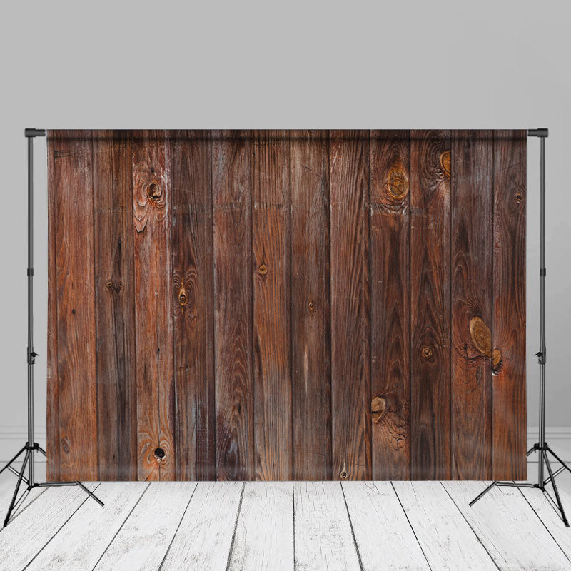 Aperturee - Bucolic Dark Brown Vertical Wood Photo Backdrop