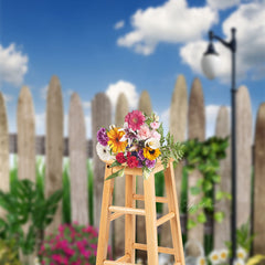 Aperturee - Bucolic Wooden Fence Lawns Sky Photo Sweep Backdrop