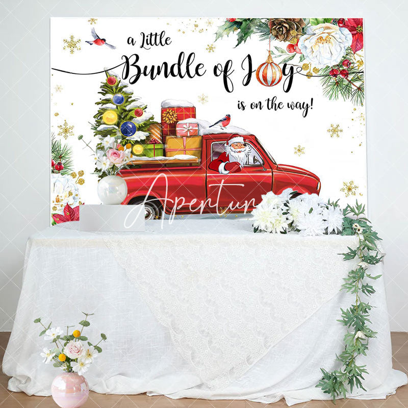 Aperturee - Bundle Of Joy Christmas Santa Baby Shower Backdrop