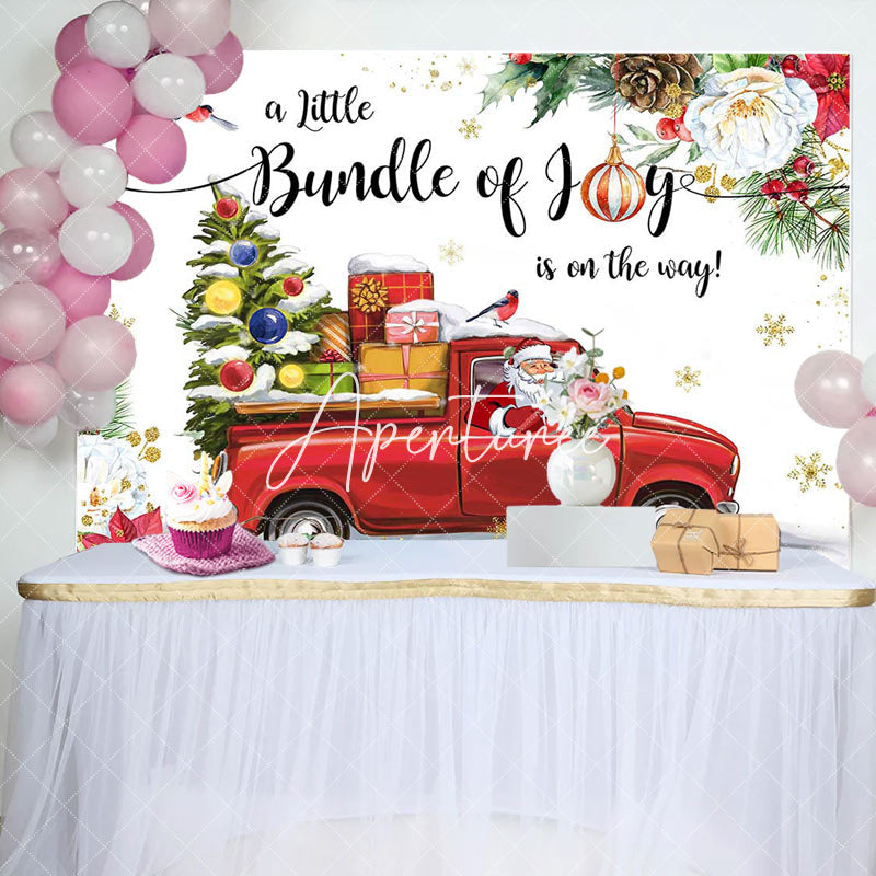 Aperturee - Bundle Of Joy Christmas Santa Baby Shower Backdrop