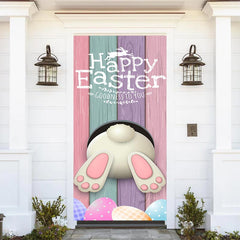 Aperturee - Bunny Butt Colorful Wood Board Egg Easter Door Cover