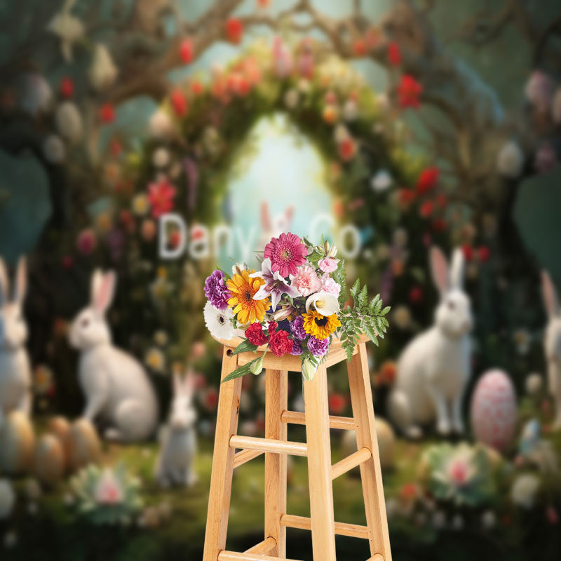 Aperturee - Bunny Home In The Jungle Spring Easter Photo Backdrop