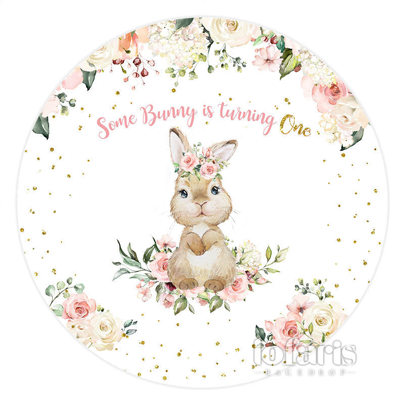 Aperturee Bunny Is Turning One Happy Birthday Circle Backdrop