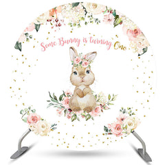 Aperturee Bunny Is Turning One Happy Birthday Circle Backdrop