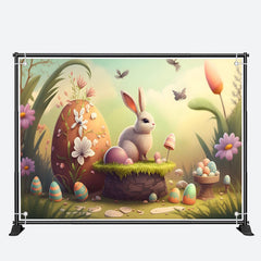 Aperturee - Bunny Paschal Eggs Flowers Garden Easter Backdrop