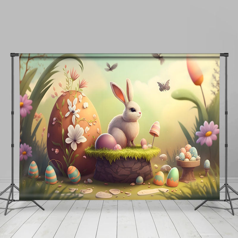 Aperturee - Bunny Paschal Eggs Flowers Garden Easter Backdrop