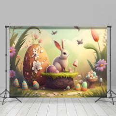 Aperturee - Bunny Paschal Eggs Flowers Garden Easter Backdrop