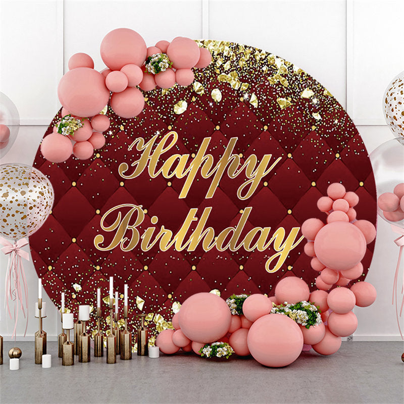 Aperturee Burgundy And Rose Golden Round Happy Birthday Backdrop