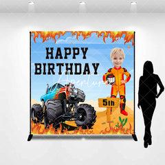 Aperturee - Burning Huge Truck Custom Photo 5th Birthday Backdrop