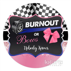 Aperturee Burnout Or Bows Round Black Pink Baby Shower Backdrop