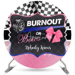 Aperturee Burnout Or Bows Round Black Pink Baby Shower Backdrop