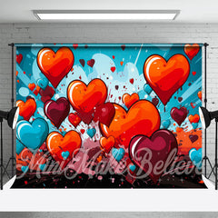 Aperturee - Burst Hearts Red And Blue Valentines Day Backdrop