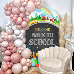 Aperturee - Bus Rainbow Stationery Back To School Arch Backdrop