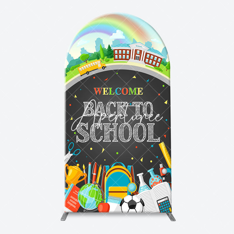 Aperturee - Bus Rainbow Stationery Back To School Arch Backdrop