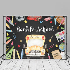 Aperturee - Bus Ruler Pencil Book Ball Back To School Backdrop