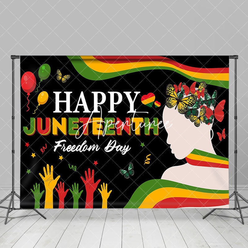 Aperturee - Butterflies Freedom Day Happy Juneteenth Backdrop