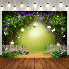 Aperturee - Butterfly And Floral Dense Theme Baby Shower Backdrop