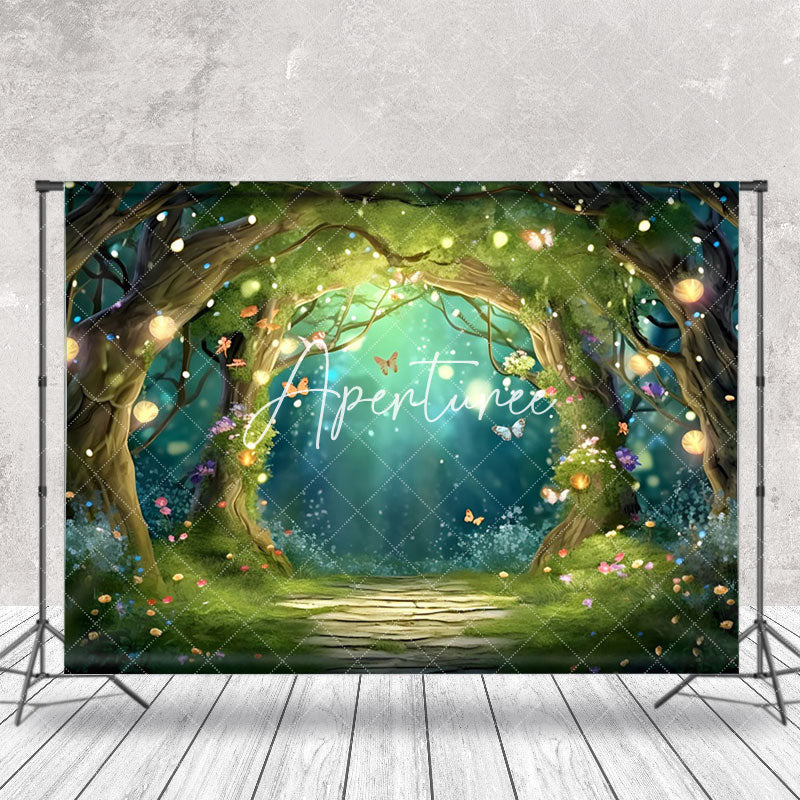 Aperturee - Butterfly Floral Fantasy Fairy Forest Photo Backdrop