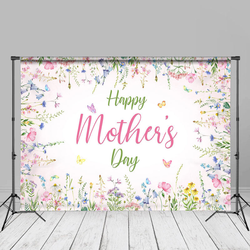 Aperturee - Butterfly Floral Pink Mothers Day Photography Backdrop