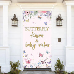 Aperturee - Butterfly Kisses Pink Floral Baby Shower Door Cover