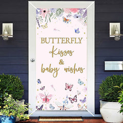 Aperturee - Butterfly Kisses Pink Floral Baby Shower Door Cover